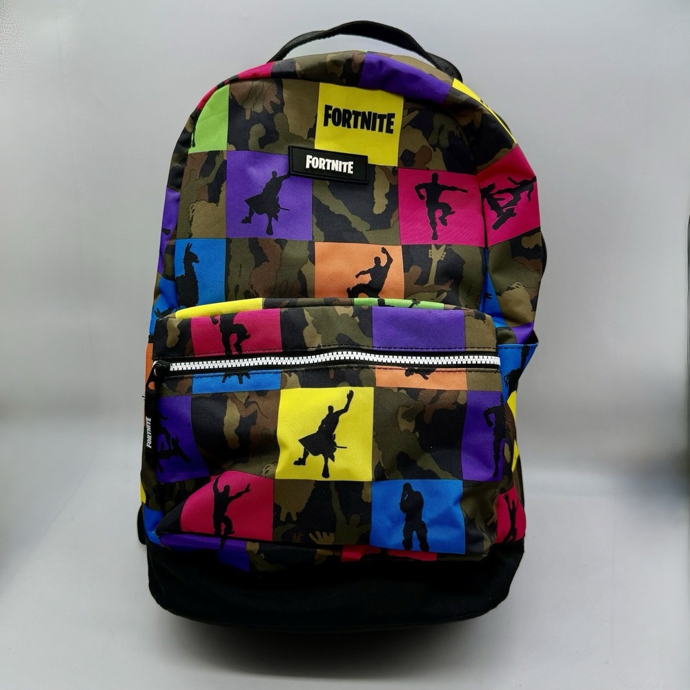 FortNite Multicolor Grid Dance The Multiplier Dual Zip School Back Pack